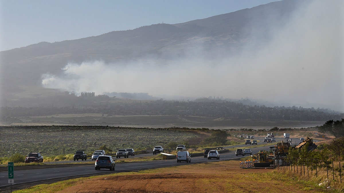 Smoke over a mountain in Hawaii