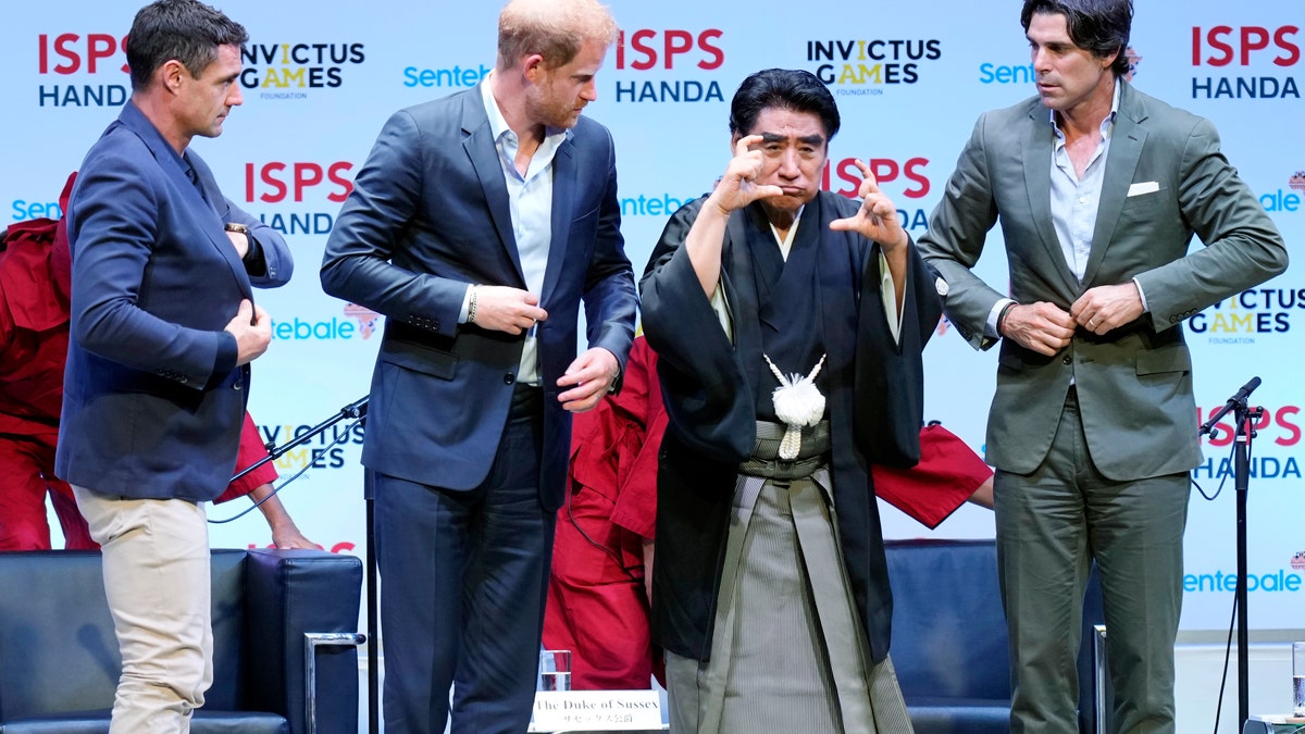 prince harry and fellow panelists at sports summit in japan