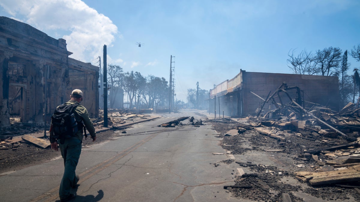 Wildfire wreckage in Lahaina on Maui