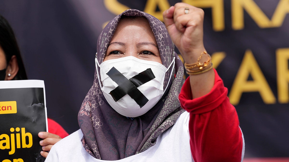 A masked activist
