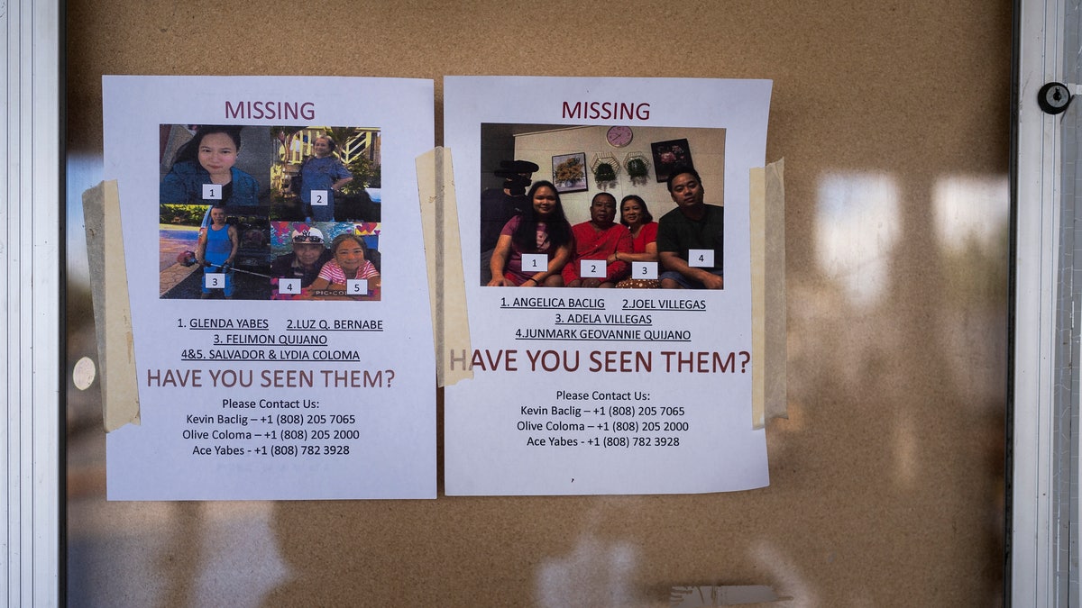 Flyers of missing people after Maui wildfires