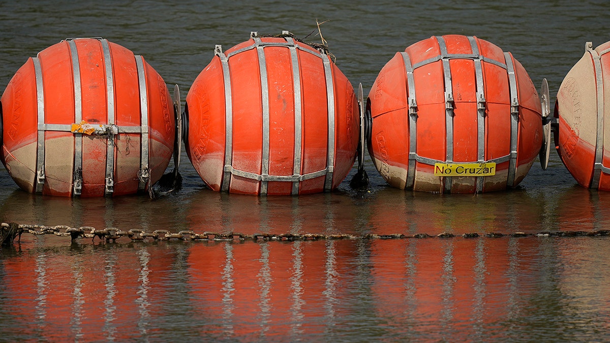 A close view of the floating barrier