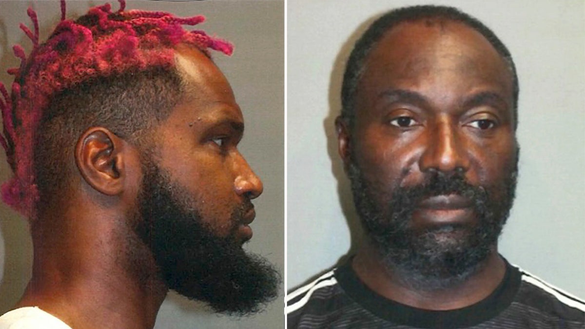 Booking photos of two men who allegedly kidnapped a doctor from the Brooklyn Mirage.