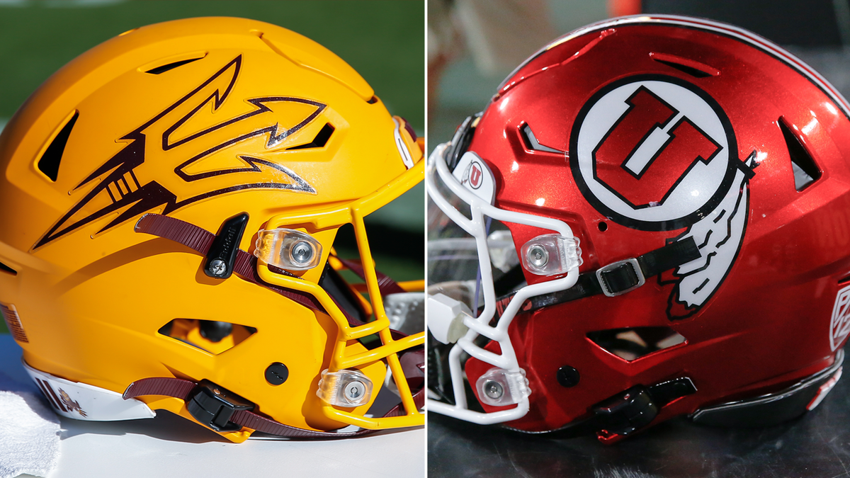 Arizona State and Utah helmets