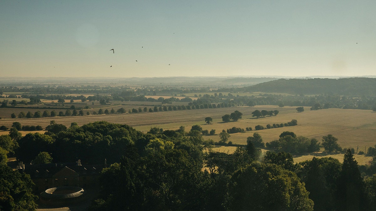 Landscape of the English countryside where Belvoir Castle is located