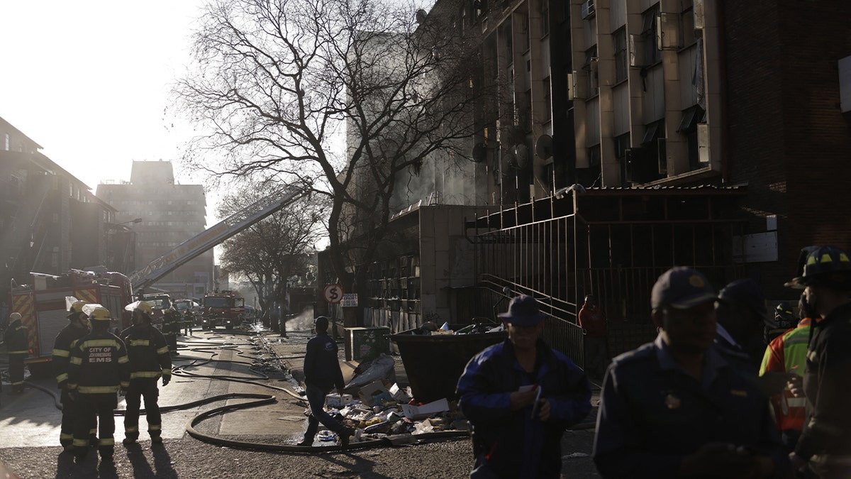 Charred building after fire in Johannesburg