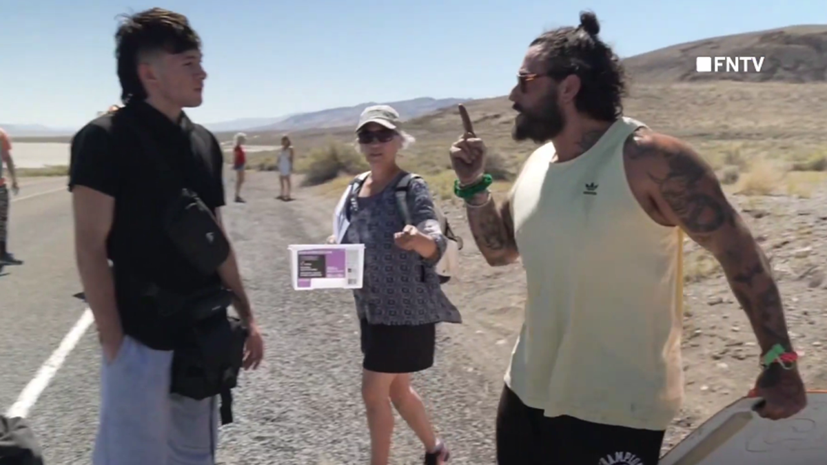 Nevada protester, bystander argue outside Burning Man festival