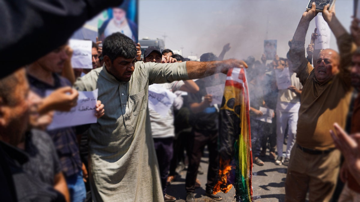 Iraq pride flag burning
