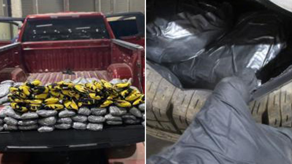 Red truck and spare tire found with narcotics