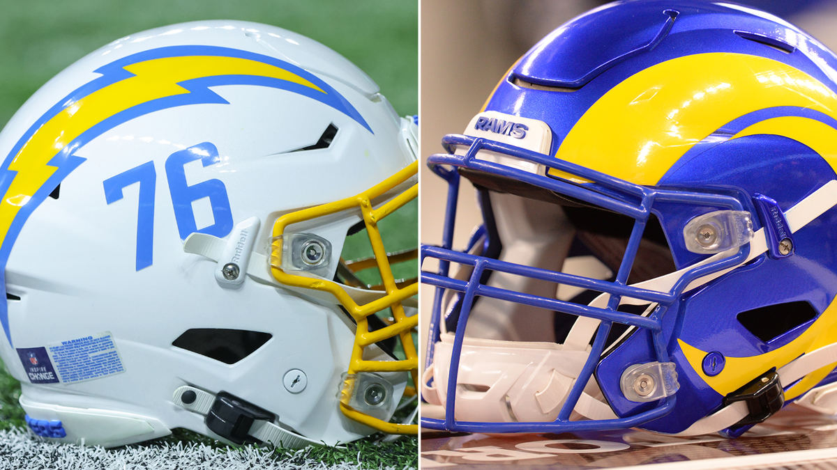 Chargers and Rams helmet
