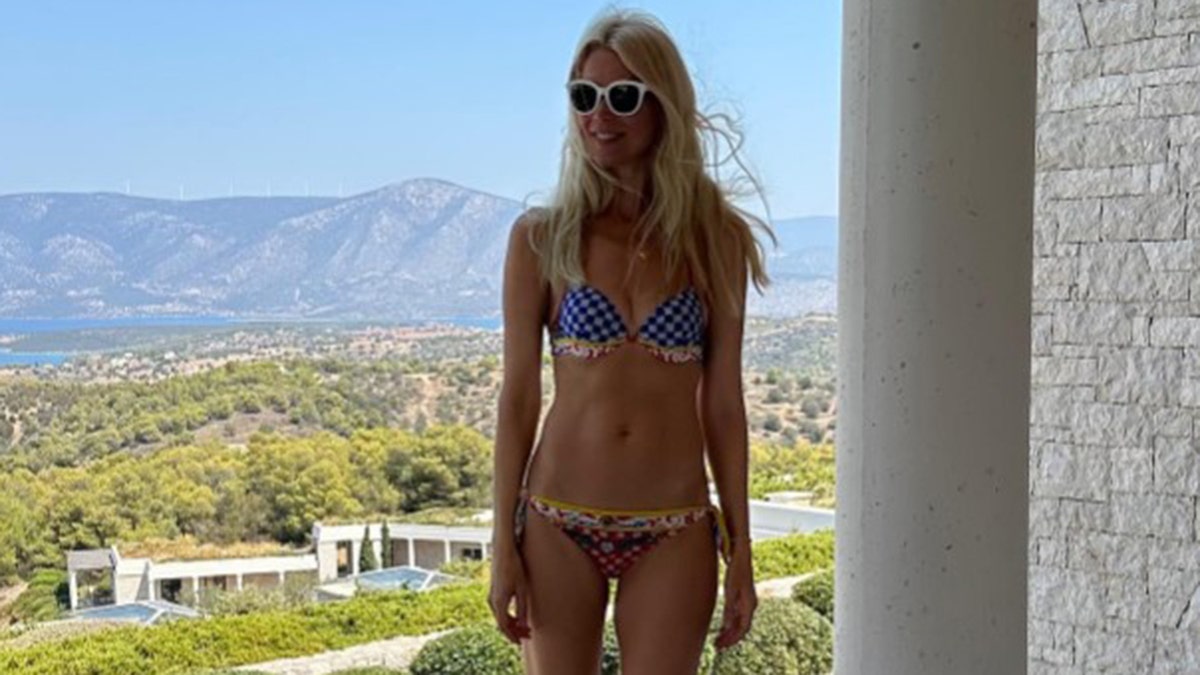 Claudia Schiffer poses in a bikini