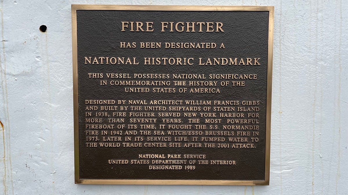"Fire Fighter" landmark plaque