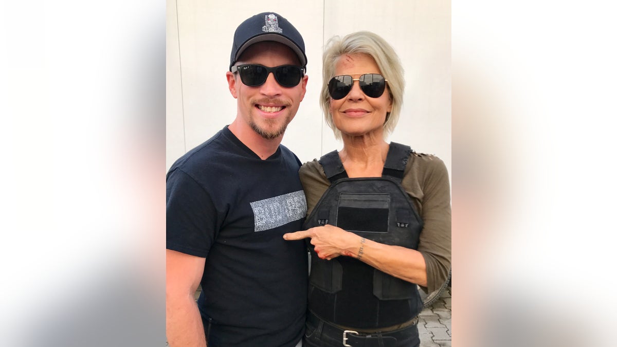 Freddy Boucigues posing with LindaHamilton