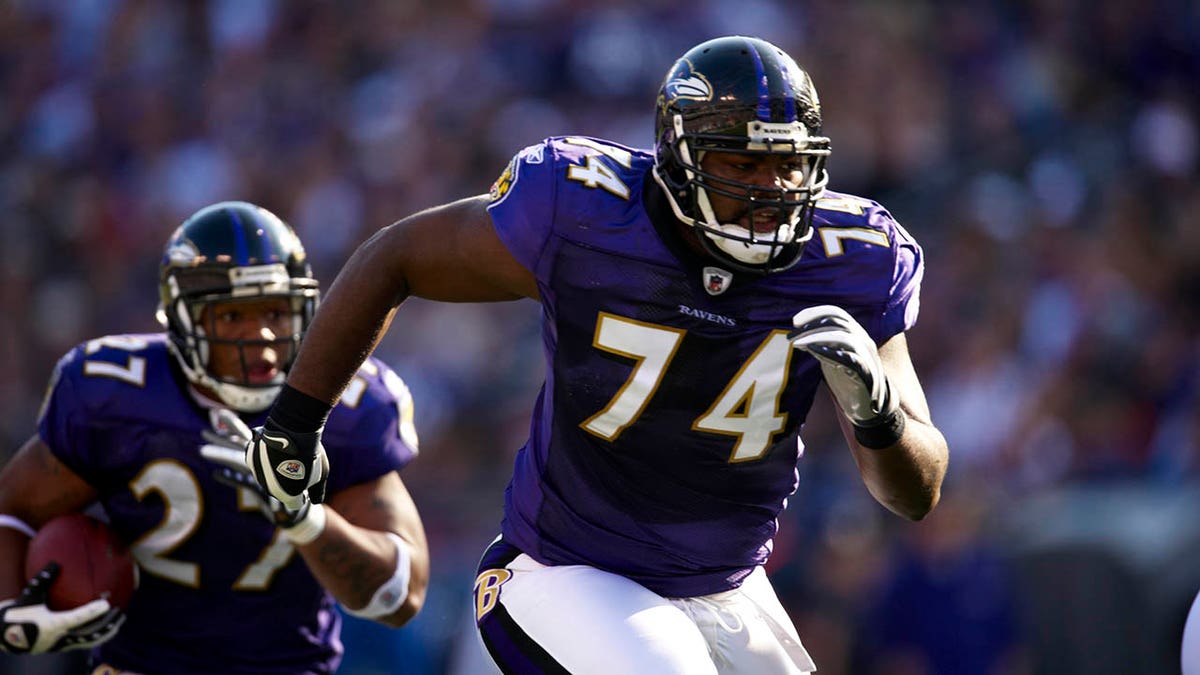 Michael Oher in action for the Ravens