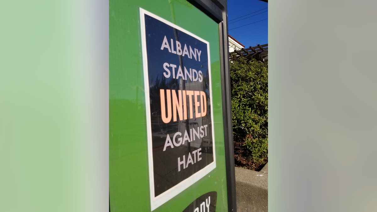 photo of Albany sign against hate