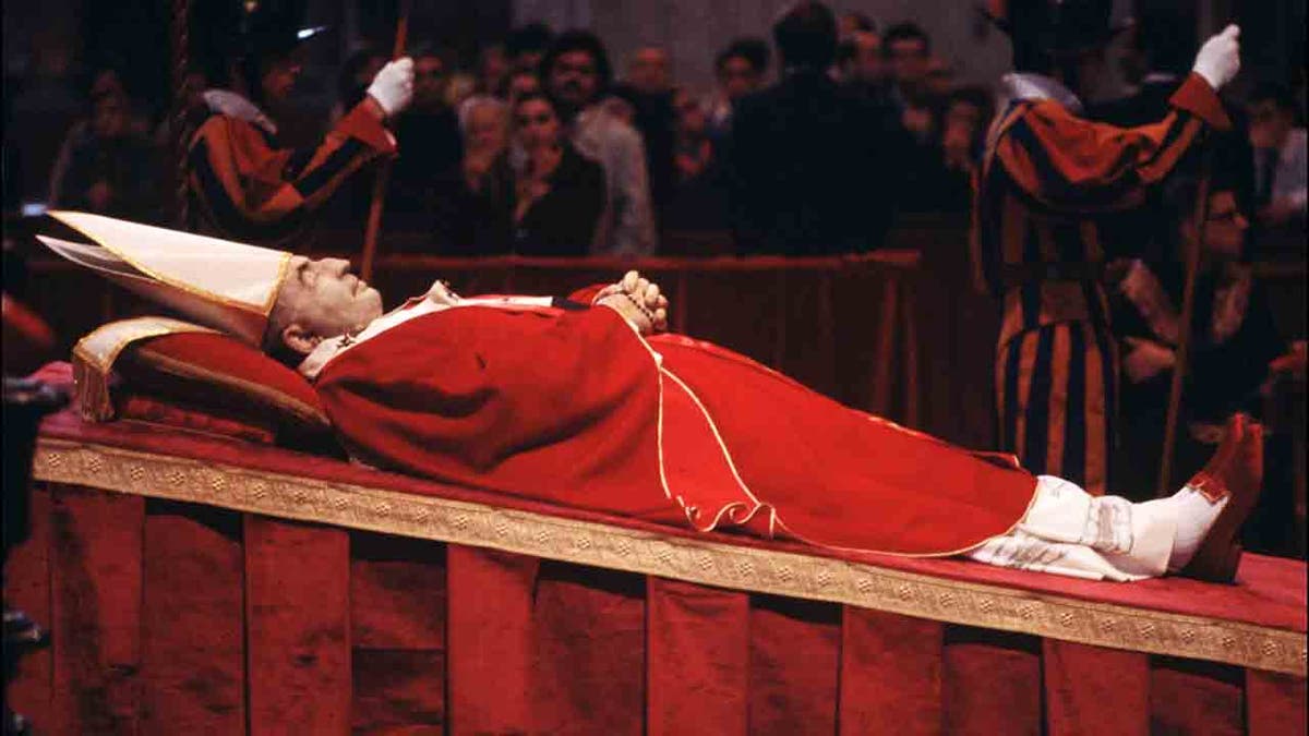 Pope John Paul I lying at his funeral