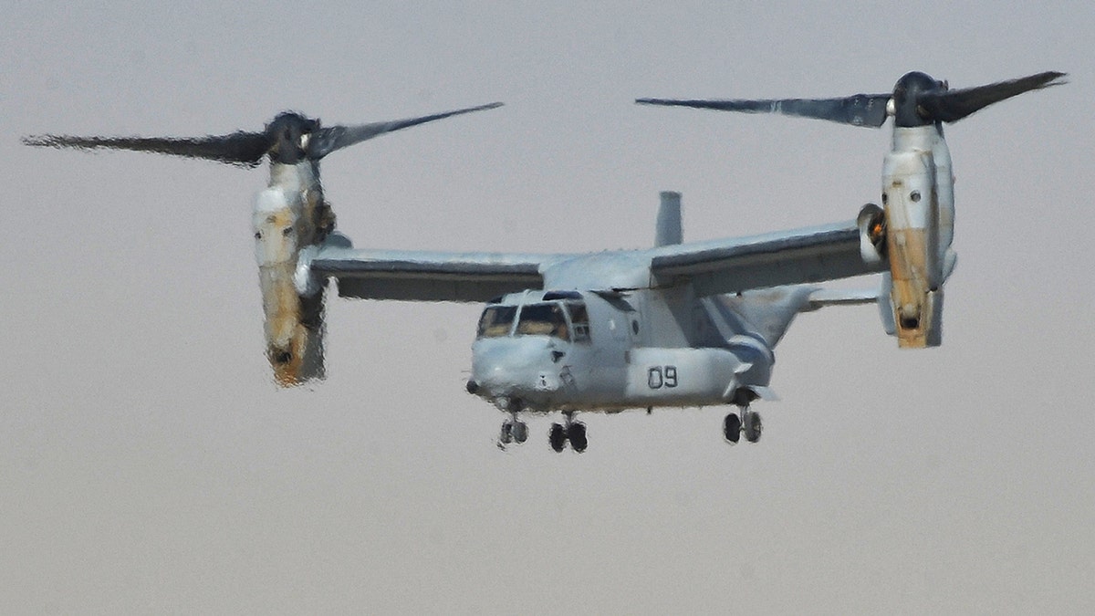 A V-22 Osprey tiltrotor aircraft