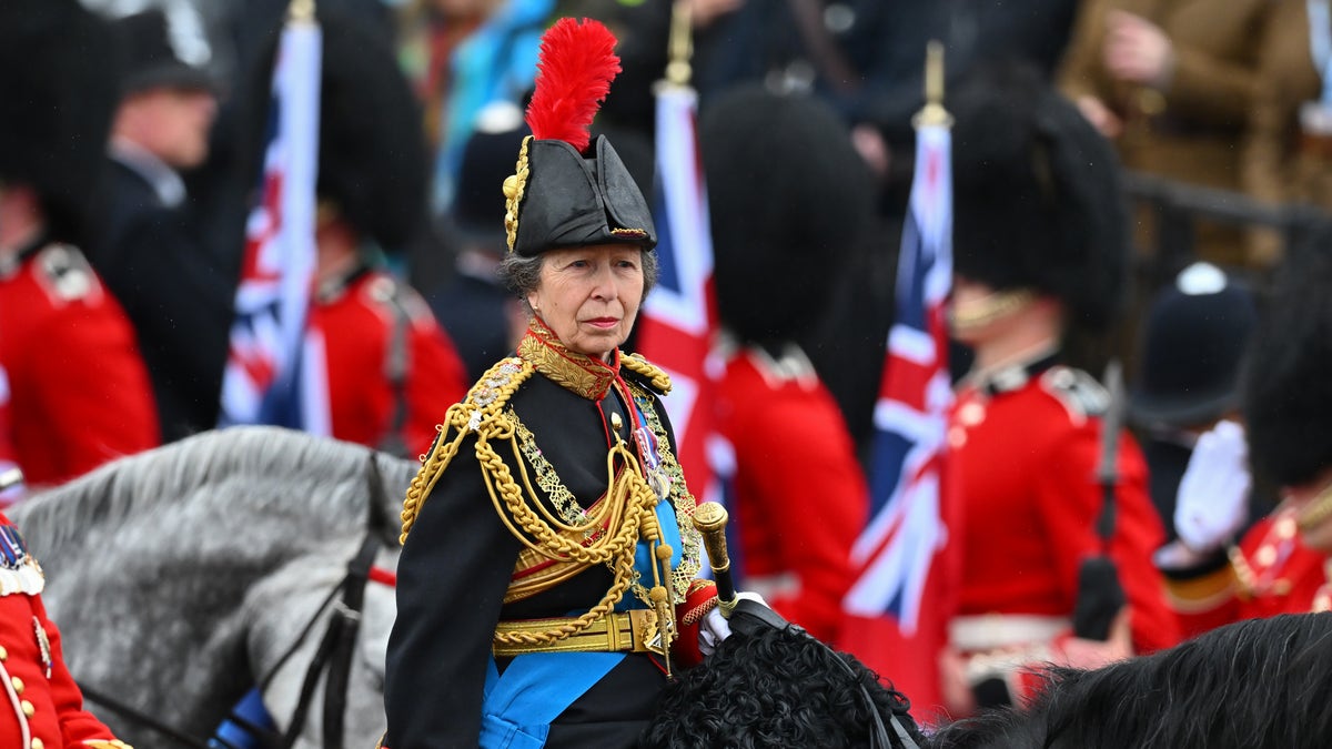 princess anne as the gold stick at the coronation on horseback