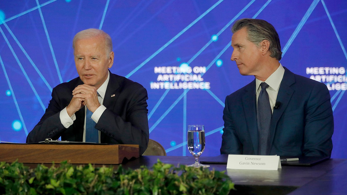Newsom gazes at Biden during California AI event