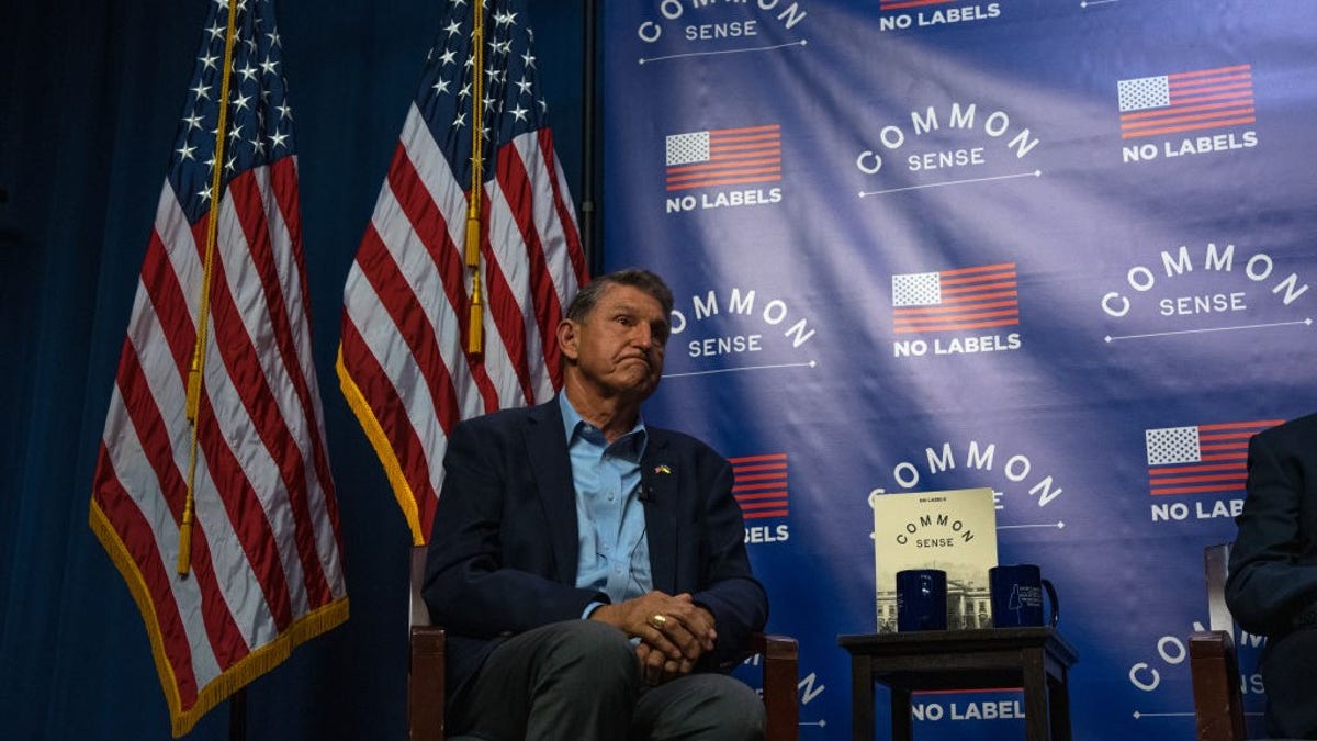 Sen. Joe Manchin III (D-W.Va.) was co-headliner alongside former Utah governor Jon Huntsman (R) at the 'Common Sense' Town Hall, an event sponsored by the bipartisan group No Labels, held on Monday evening, July 17, 2023, at St. Anselm College in Manchester, New Hampshire.
