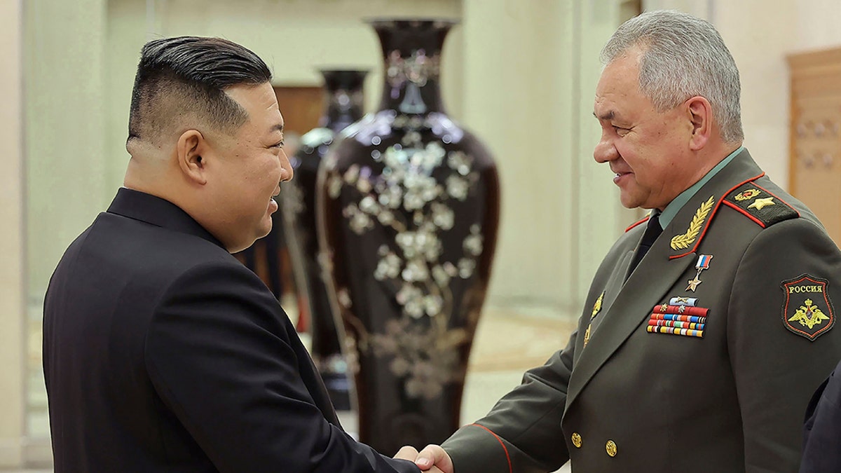 Shoigu, Kim shaking hands