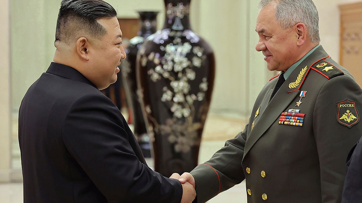 Shoigu, Kim shaking hands