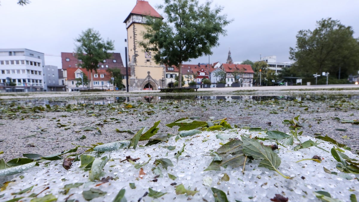 hail from summer storm on ground in Germany