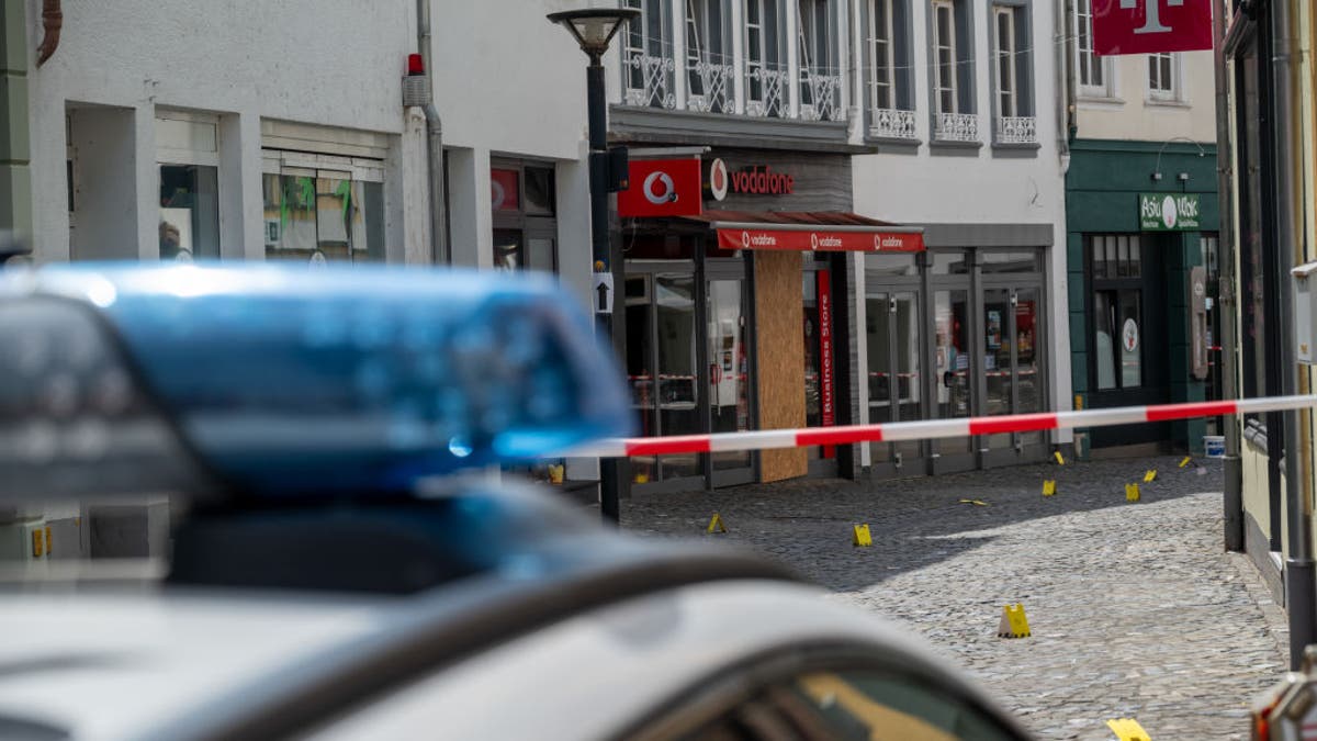 German police car near scene of stabbing