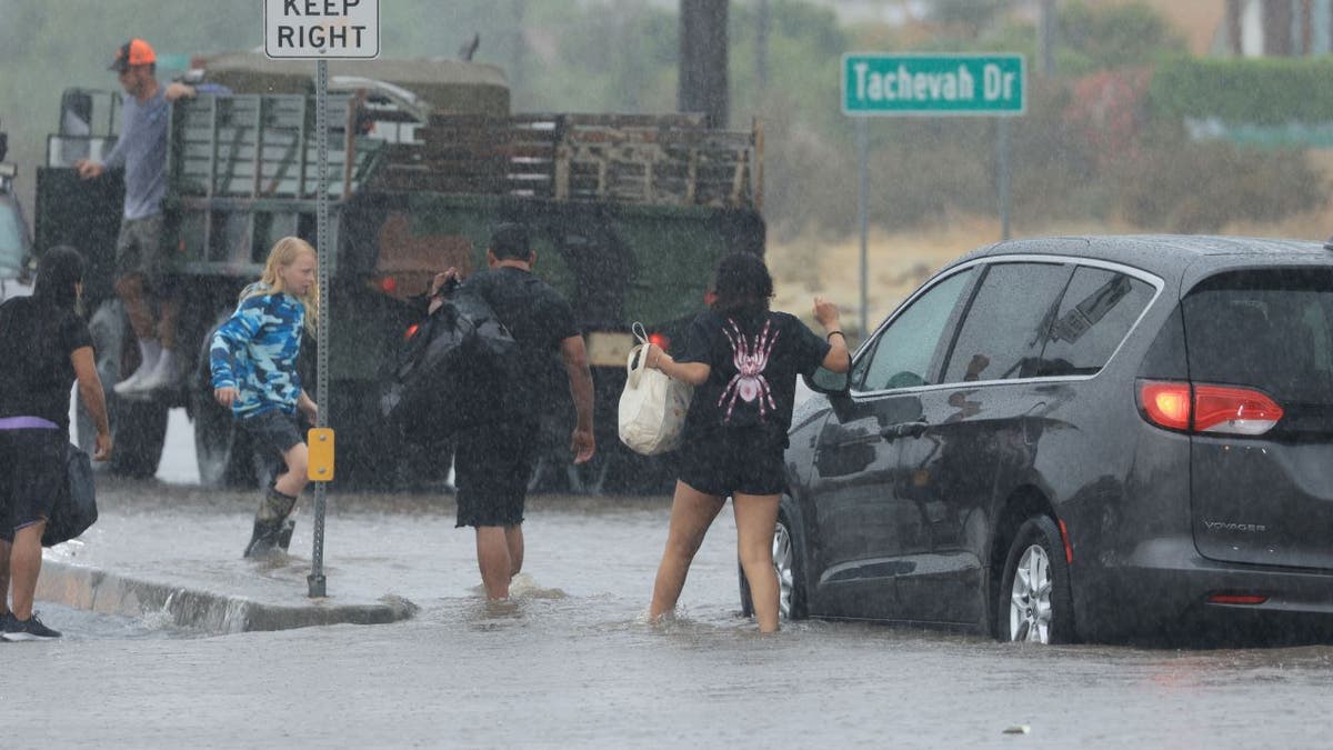 Motorists getting out of flood