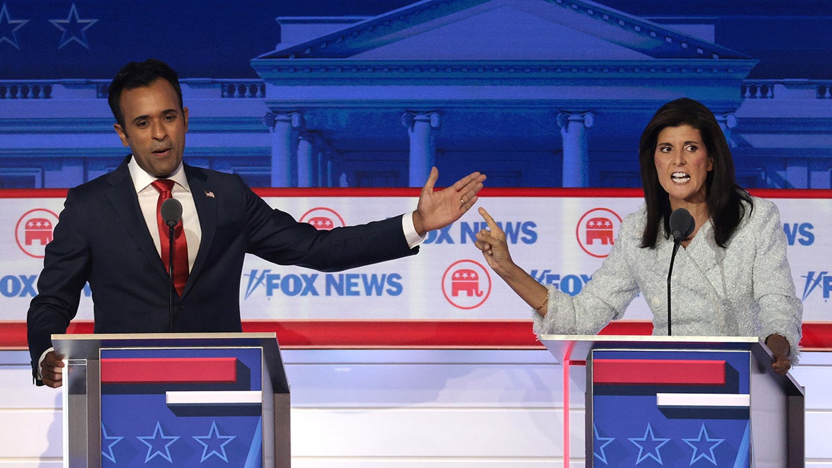 Nikki Haley and Vivek Ramaswamy argue on debate stage