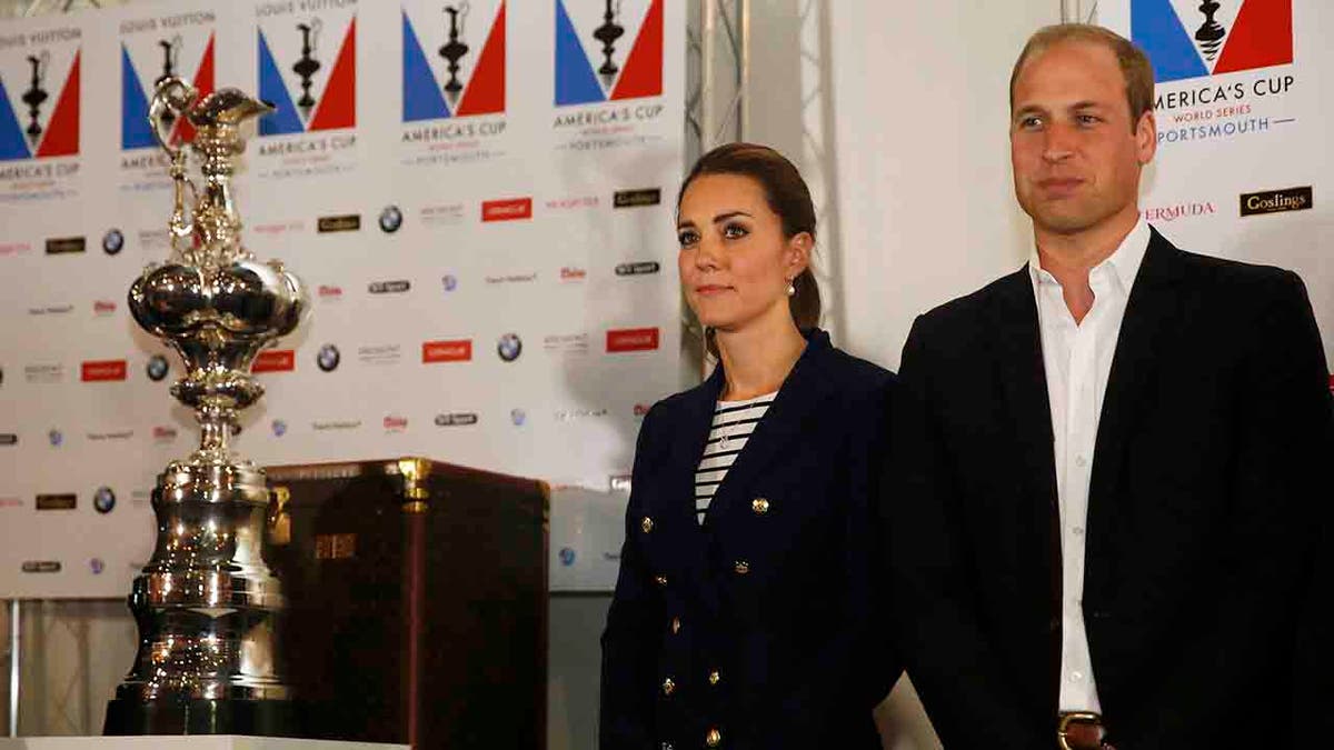 America's Cup trophy with Prince William and Princess Kate
