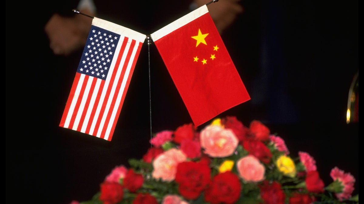America China flags