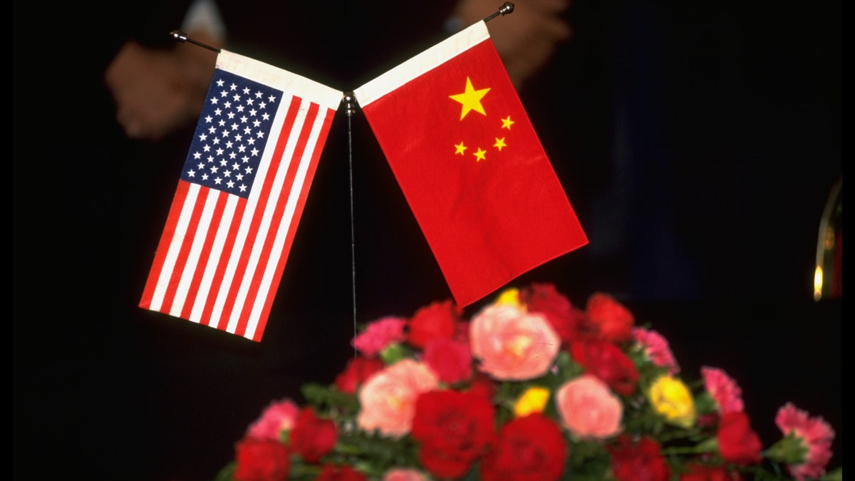 America China flags