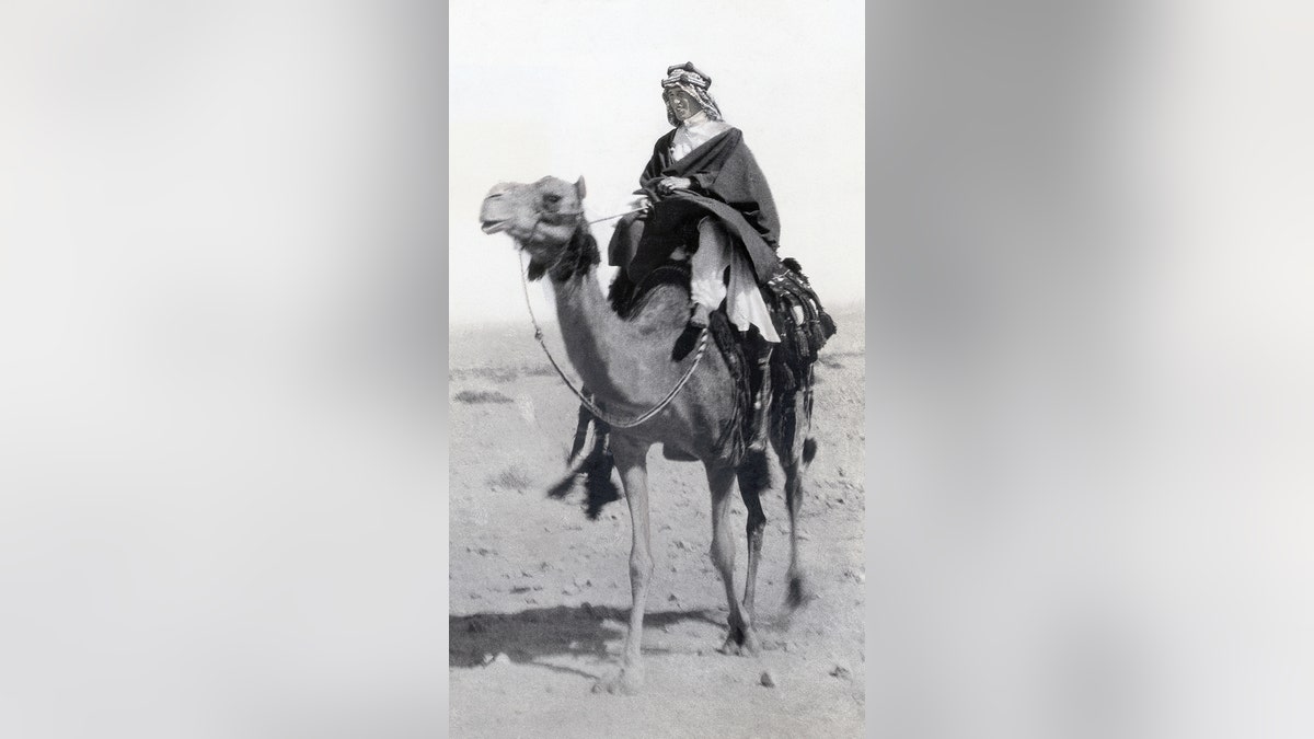 T. E. Lawrence on a camel