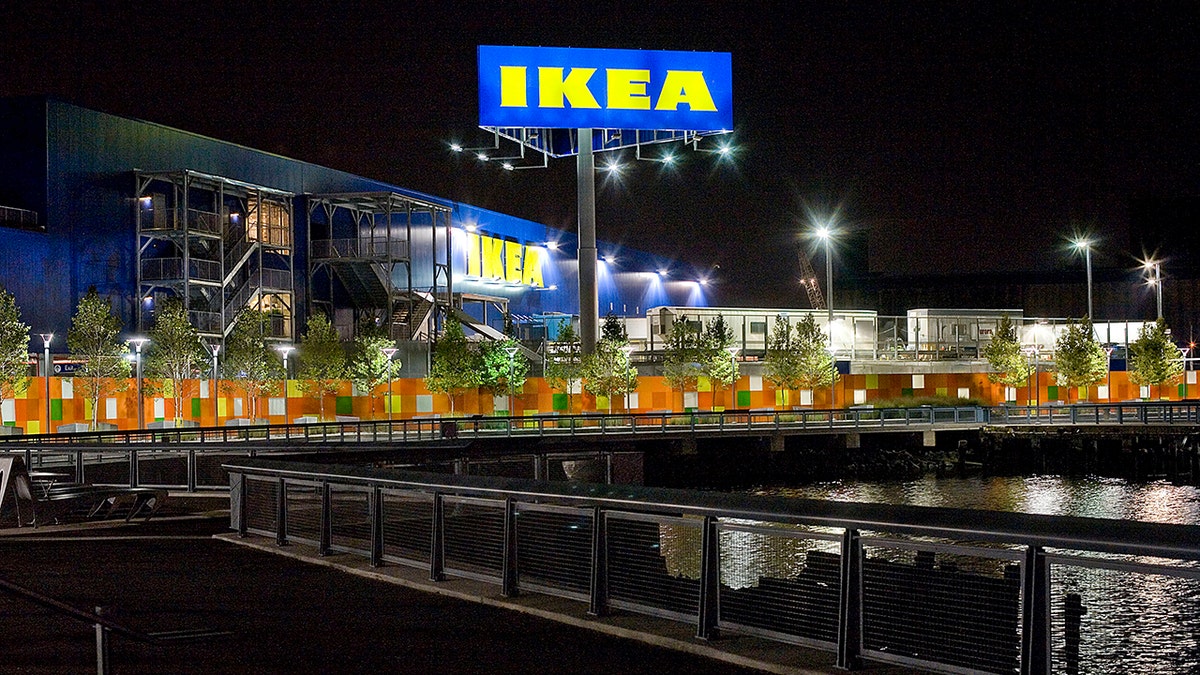 The IKEA store at night