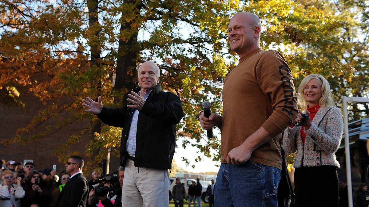 McCain and Joe the Plumber on stage