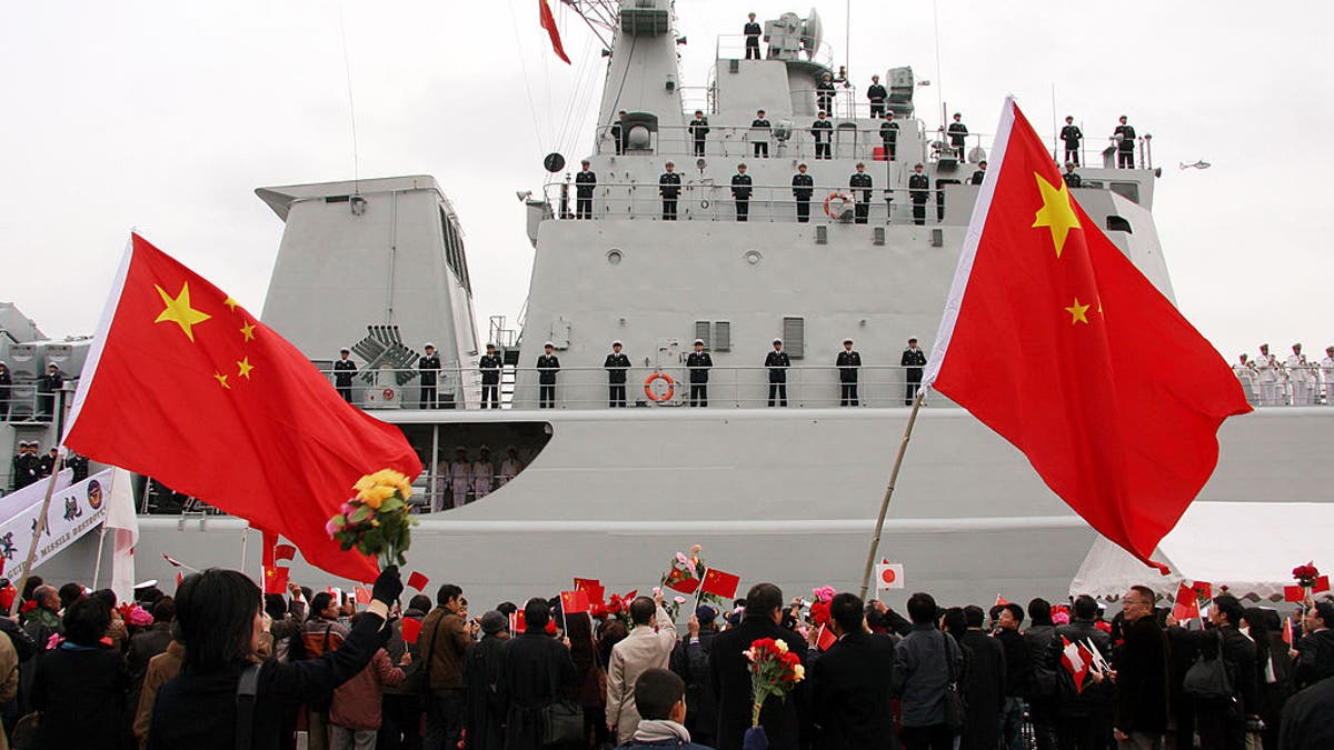 Shenzen missile destroyer docked at port in Tokyo