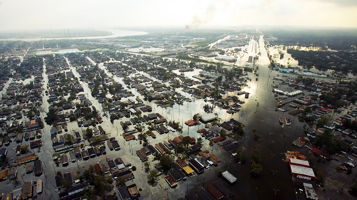 New Orleans neighborhoods flooded after Hurricane Katrina