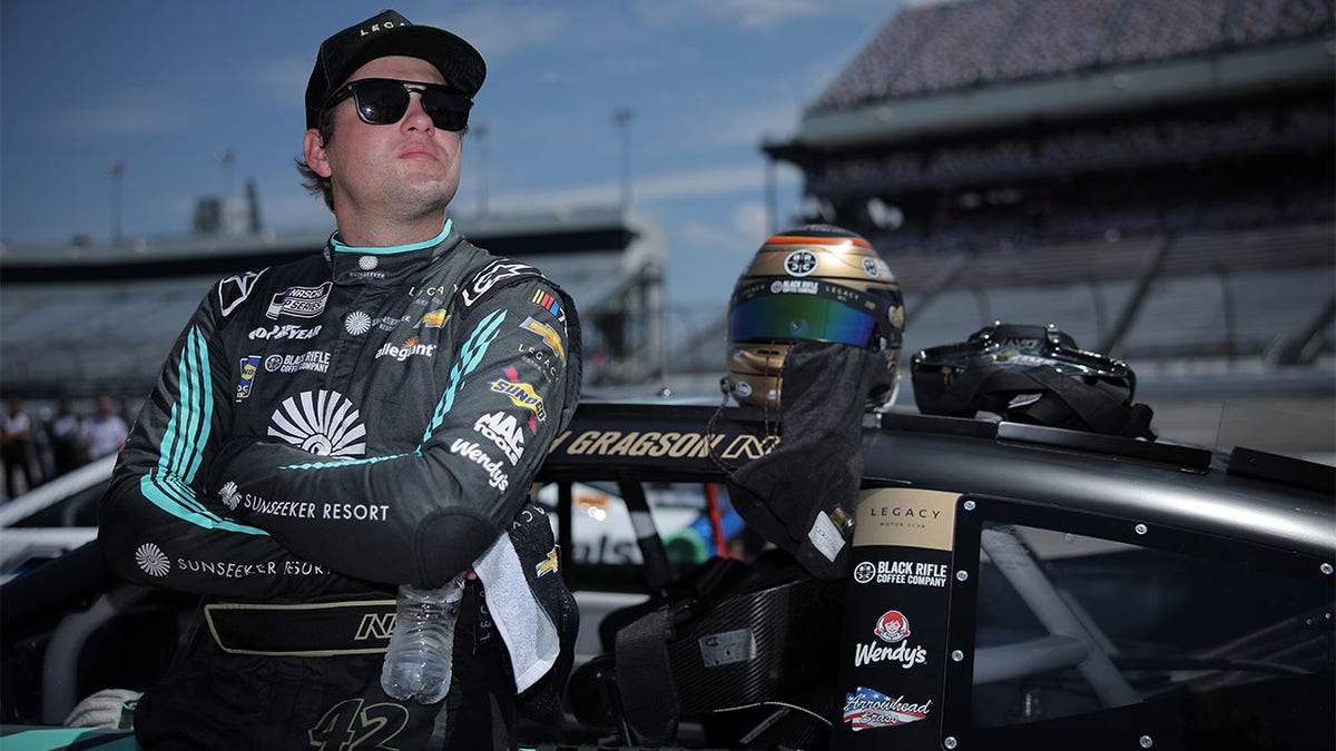 Noah Gragson waits on the grid