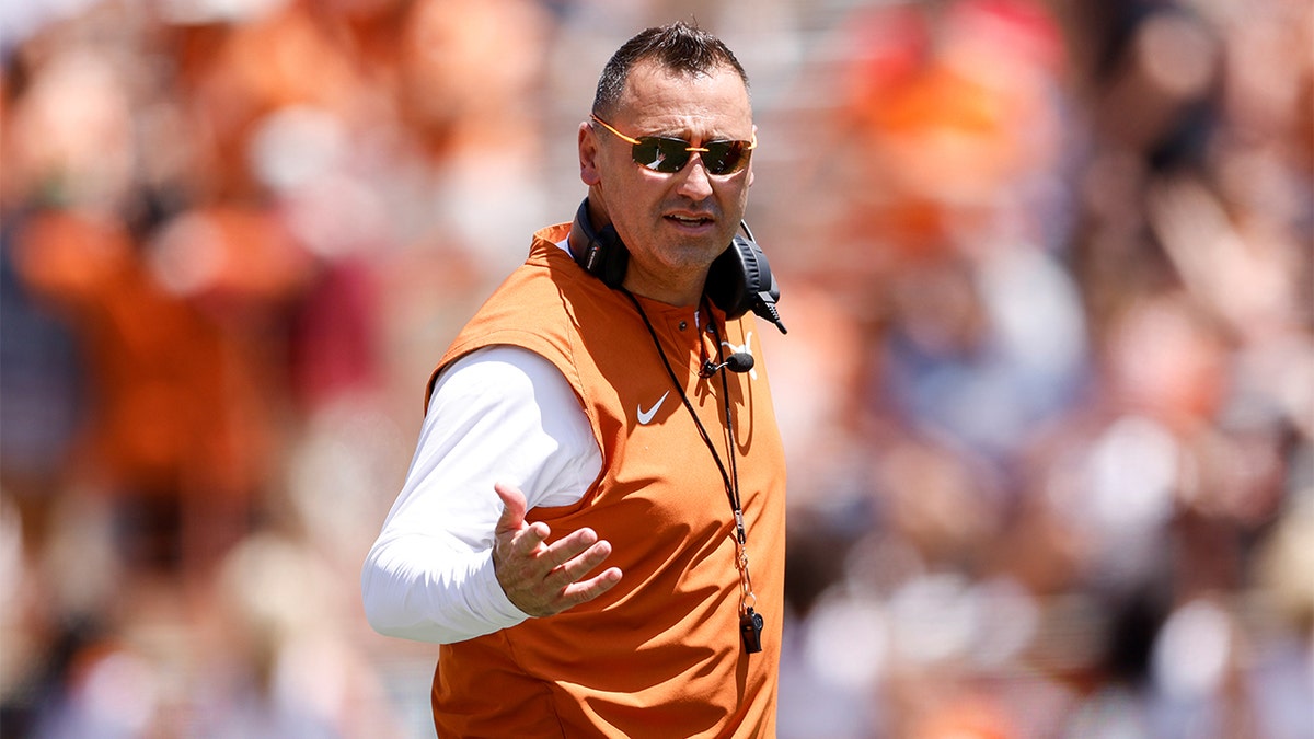 Steve Sarkisian at the spring game