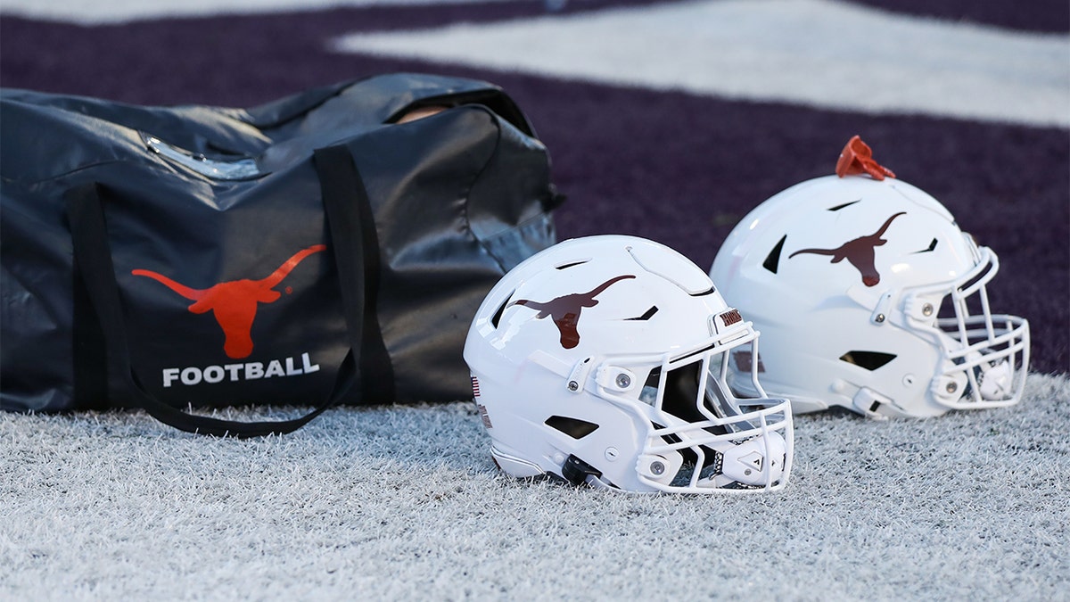 A photo of Texas Longhorn helmets