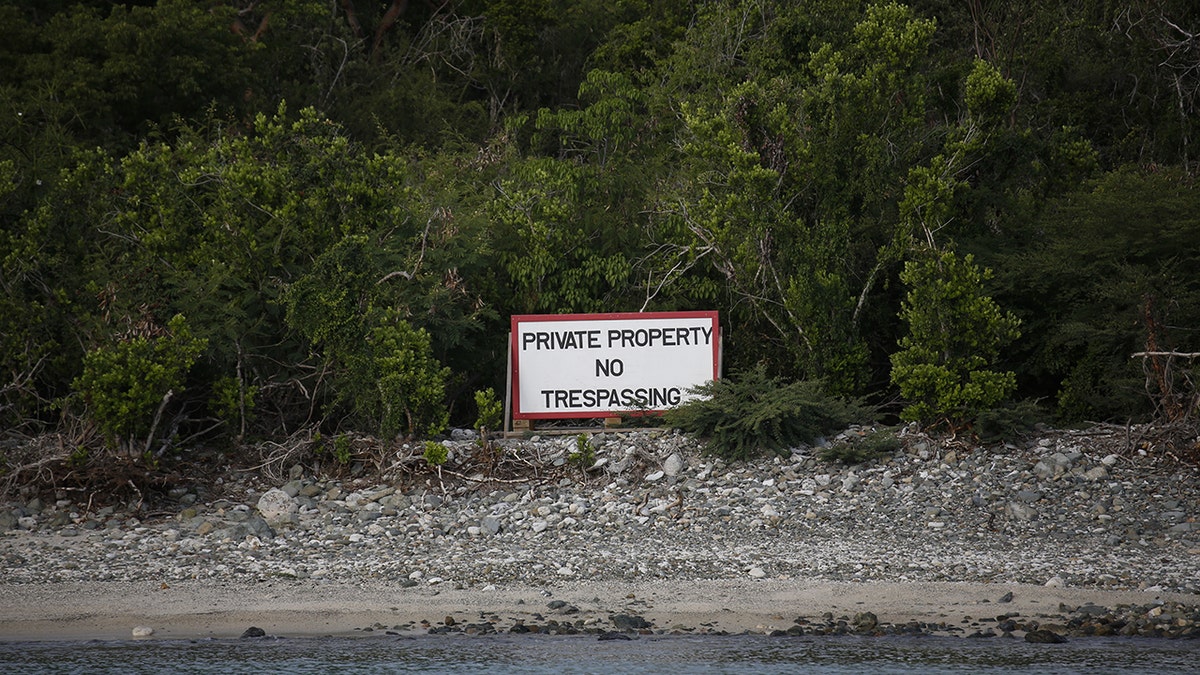 A private property sign displayed on Jeffrey Epsteins private island