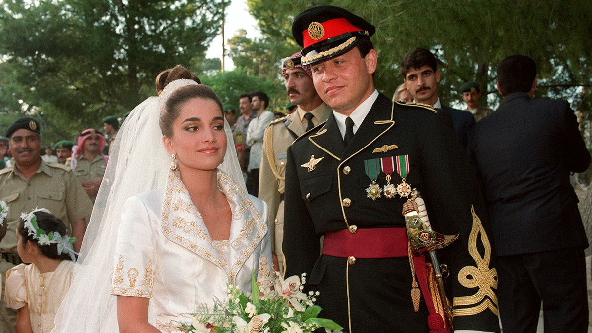 Prince Abdullah and Rania on their wedding day