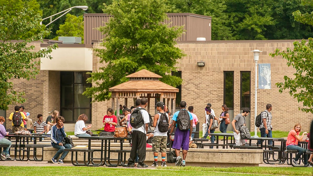 A photo of students on the campus
