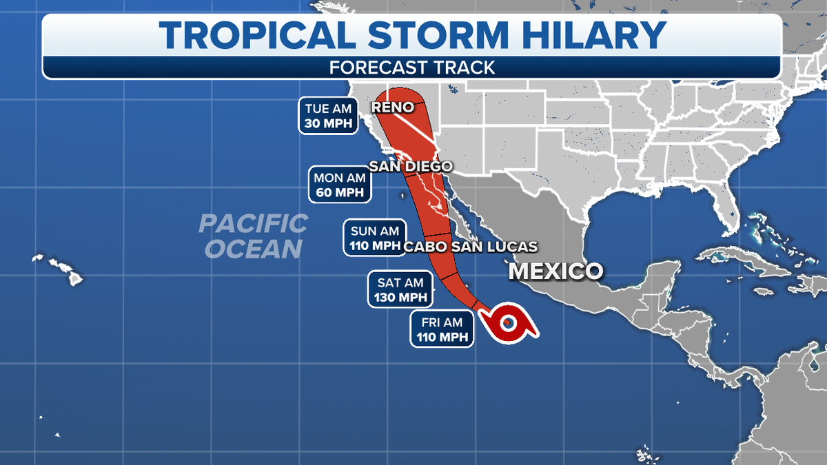 Tropical Storm Hilary forecast track