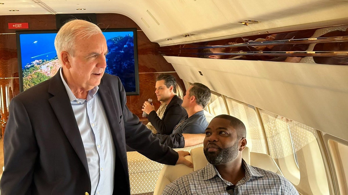 Rep. Carlos Gimenez on a plane to the Iowa State Fair