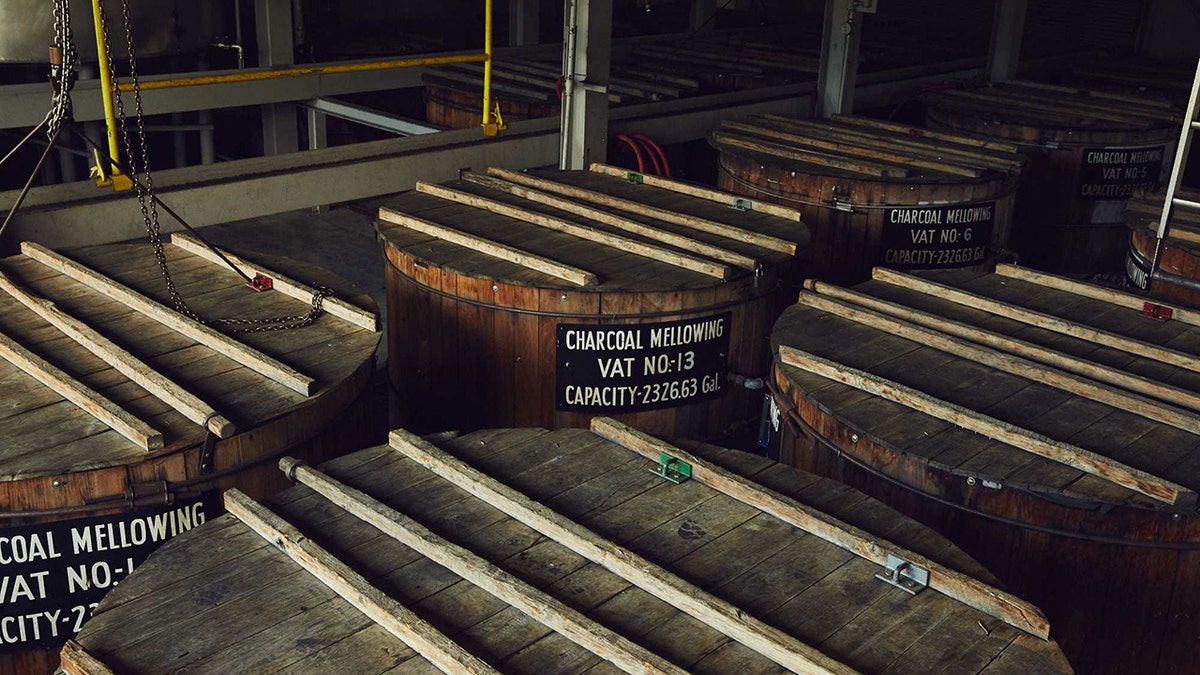 whiskey vats in Jack Daniel's distillery