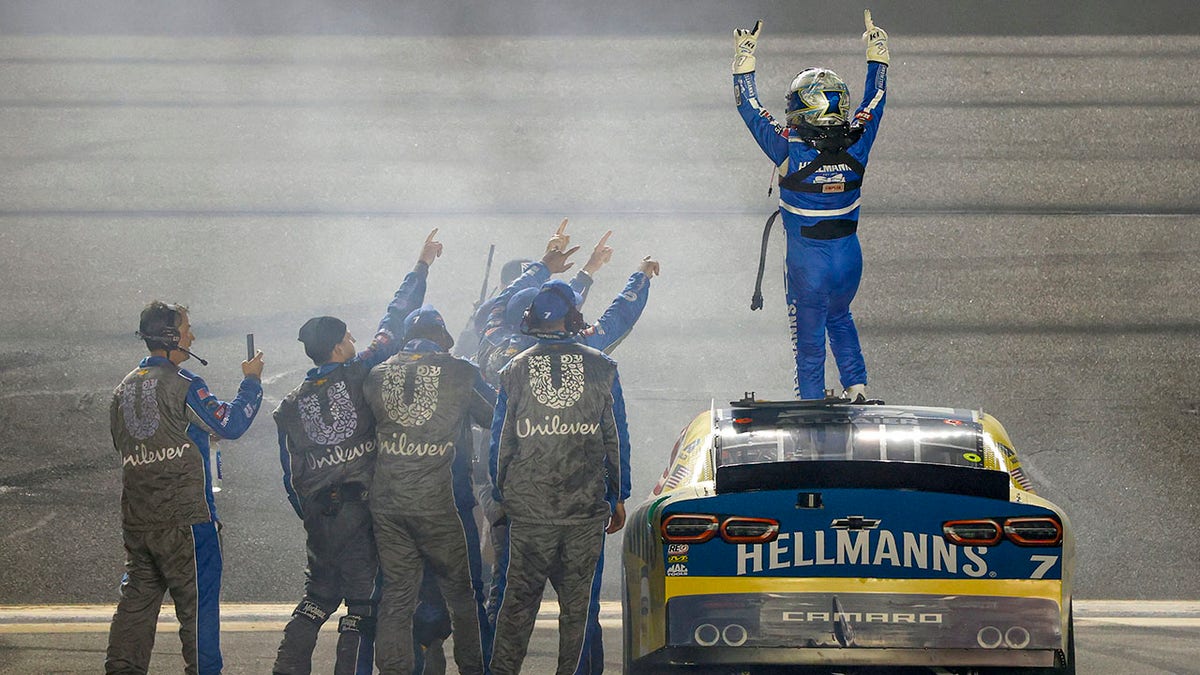 Justin Allgaier celebrates