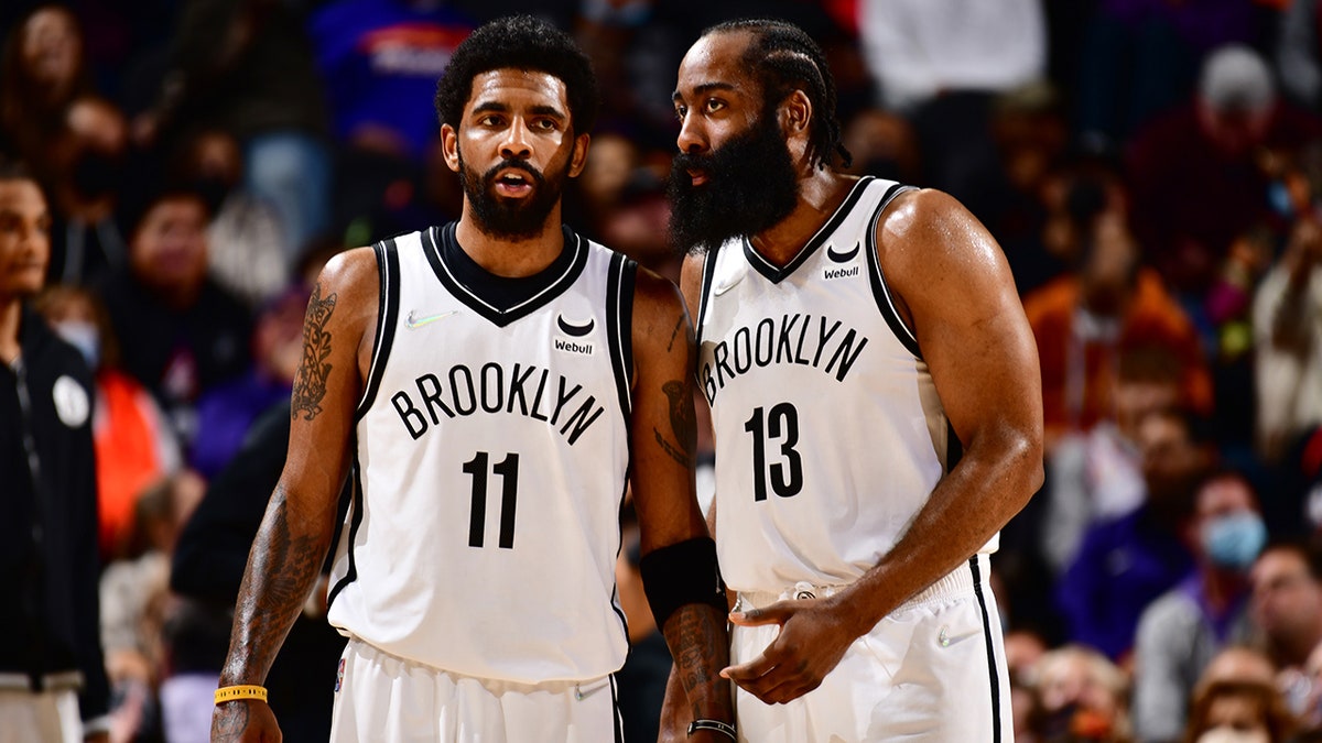 Sixers unload disgruntled James Harden in blockbuster trade with Clippers 2 Kyrie Irving and James Harden talk