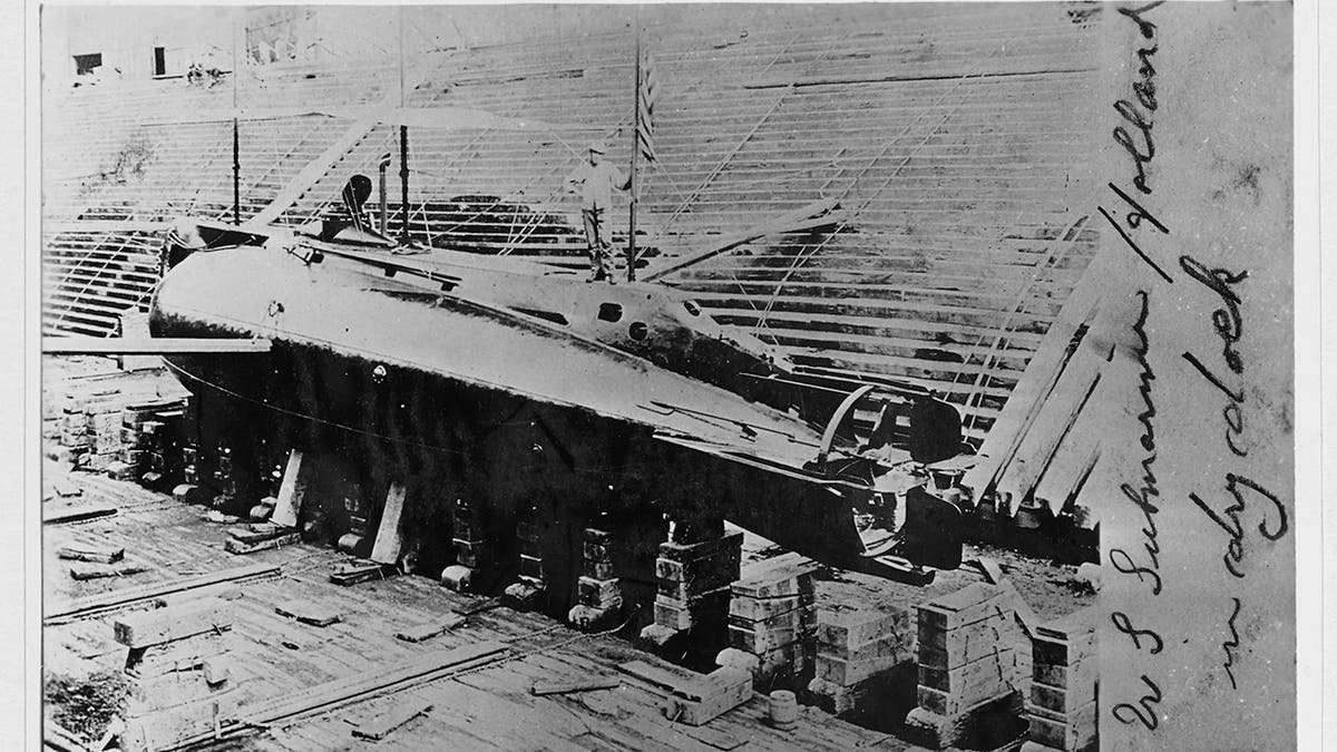 The USS Holland in drydock